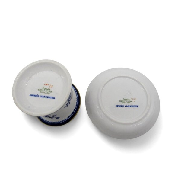 SPODE Gloucester Blue and White Floral Cup Saucer England Vintage - Picture 10 of 11